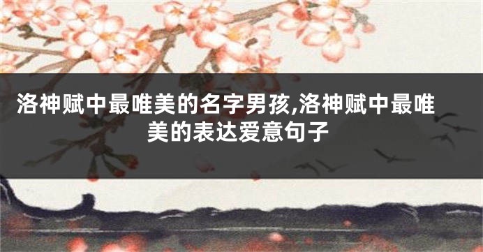 洛神赋中最唯美的名字男孩,洛神赋中最唯美的表达爱意句子