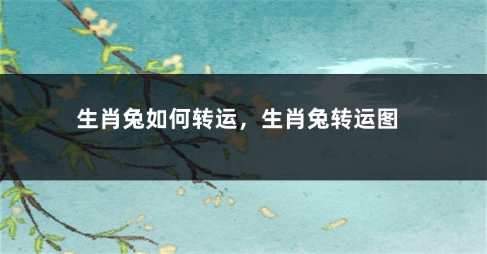 生肖兔如何转运，生肖兔转运图