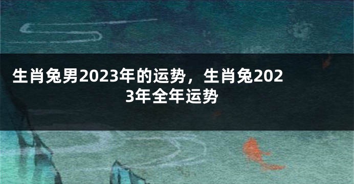 生肖兔男2023年的运势，生肖兔2023年全年运势