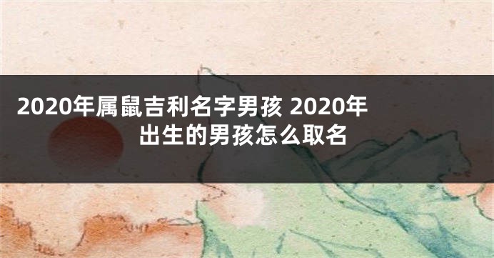 2020年属鼠吉利名字男孩 2020年出生的男孩怎么取名