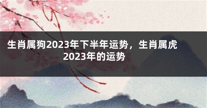 生肖属狗2023年下半年运势，生肖属虎2023年的运势