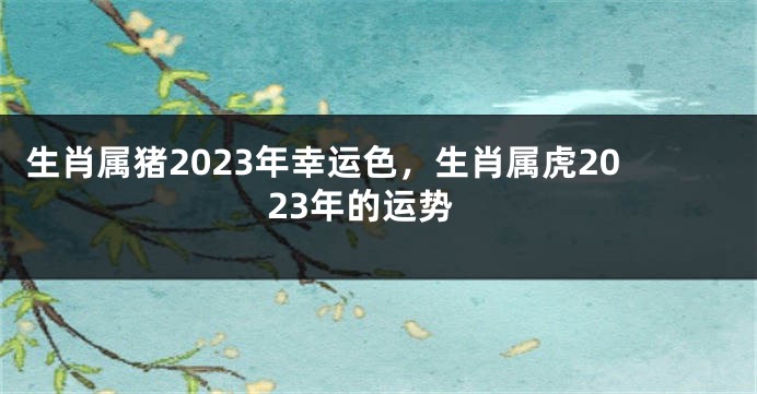 生肖属猪2023年幸运色，生肖属虎2023年的运势