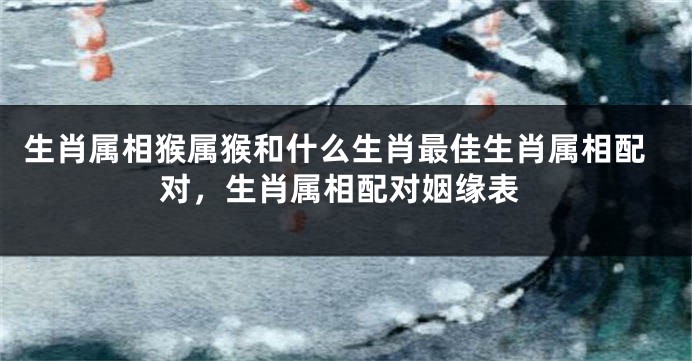 生肖属相猴属猴和什么生肖最佳生肖属相配对，生肖属相配对姻缘表