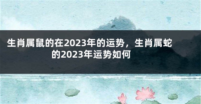 生肖属鼠的在2023年的运势，生肖属蛇的2023年运势如何