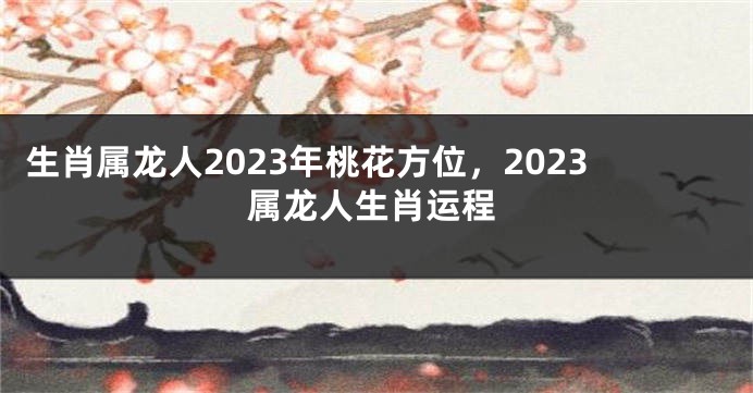 生肖属龙人2023年桃花方位，2023属龙人生肖运程