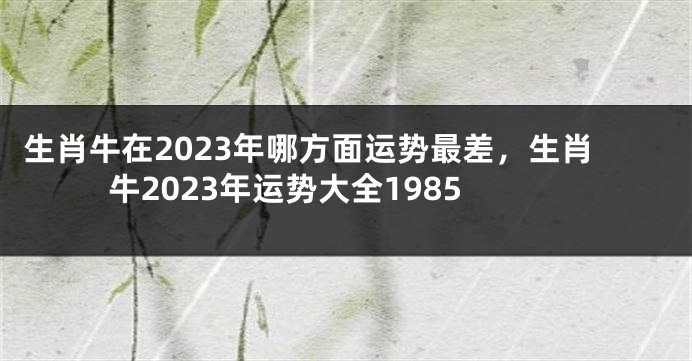 生肖牛在2023年哪方面运势最差，生肖牛2023年运势大全1985