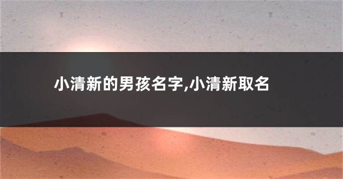 小清新的男孩名字,小清新取名