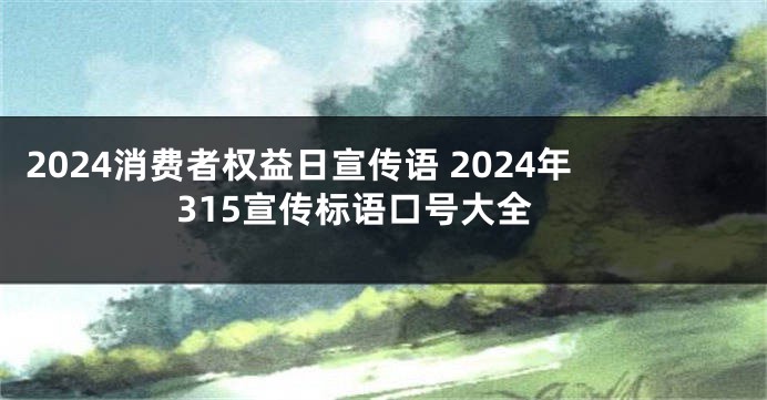 2024消费者权益日宣传语 2024年315宣传标语口号大全