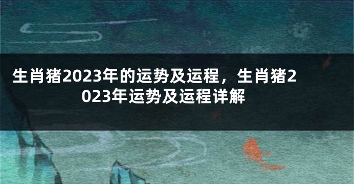 生肖猪2023年的运势及运程，生肖猪2023年运势及运程详解