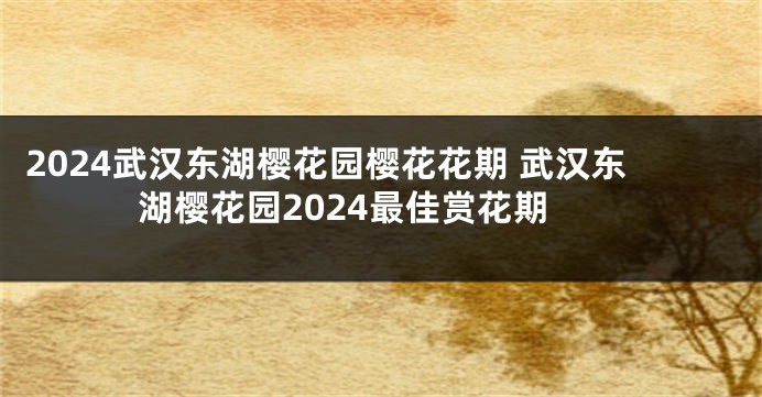 2024武汉东湖樱花园樱花花期 武汉东湖樱花园2024最佳赏花期