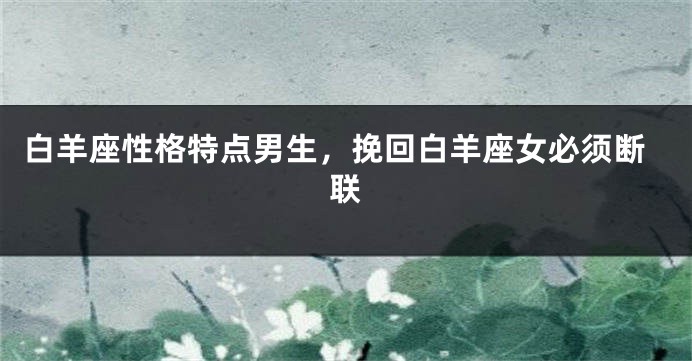 白羊座性格特点男生，挽回白羊座女必须断联