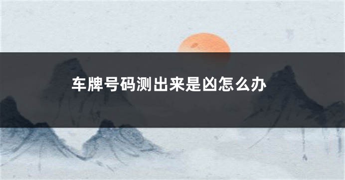 车牌号码测出来是凶怎么办