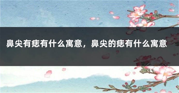 鼻尖有痣有什么寓意，鼻尖的痣有什么寓意