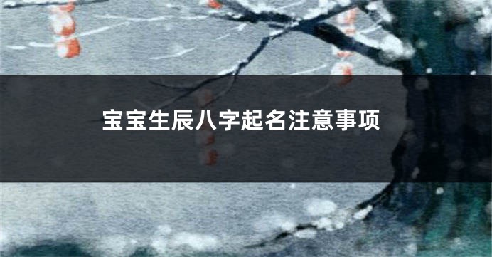 宝宝生辰八字起名注意事项