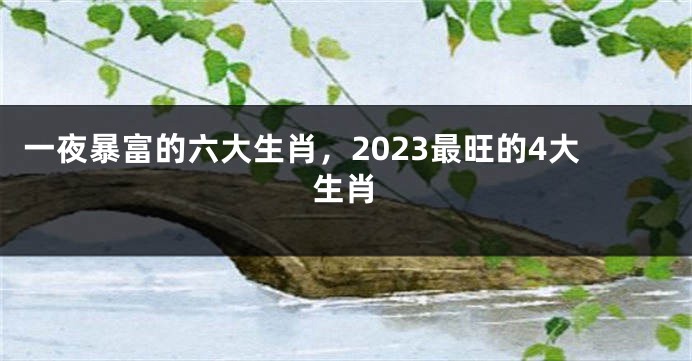 一夜暴富的六大生肖，2023最旺的4大生肖