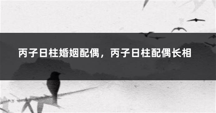 丙子日柱婚姻配偶，丙子日柱配偶长相