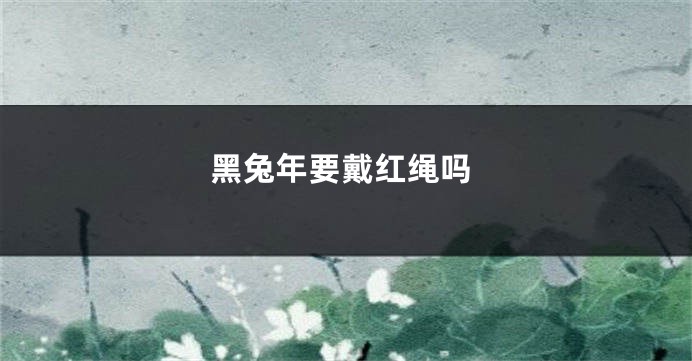 黑兔年要戴红绳吗