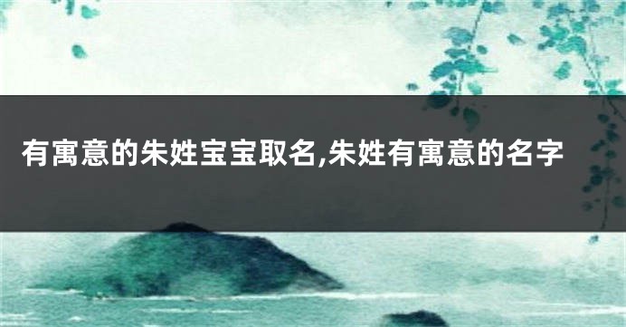 有寓意的朱姓宝宝取名,朱姓有寓意的名字