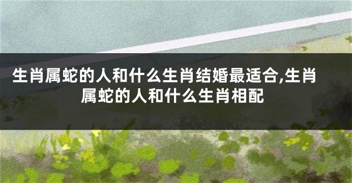 生肖属蛇的人和什么生肖结婚最适合,生肖属蛇的人和什么生肖相配