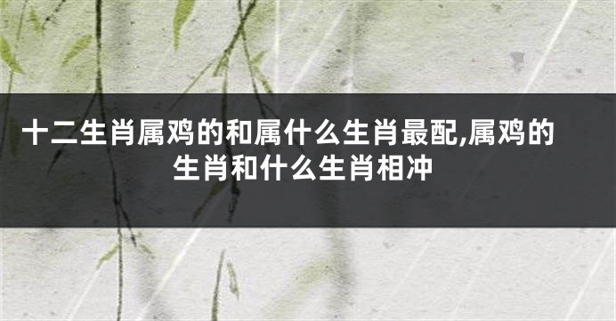 十二生肖属鸡的和属什么生肖最配,属鸡的生肖和什么生肖相冲