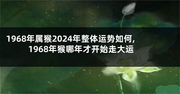 1968年属猴2024年整体运势如何,1968年猴哪年才开始走大运