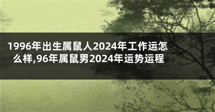 1996年出生属鼠人2024年工作运怎么样,96年属鼠男2024年运势运程