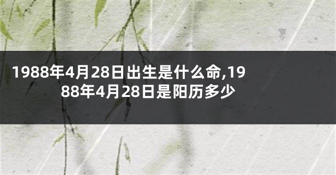 1988年4月28日出生是什么命,1988年4月28日是阳历多少