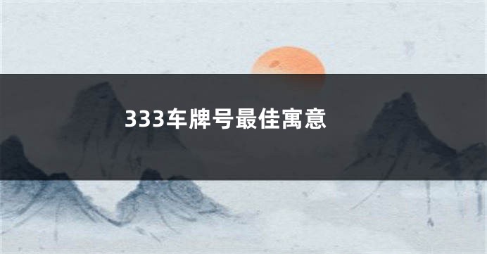 333车牌号最佳寓意