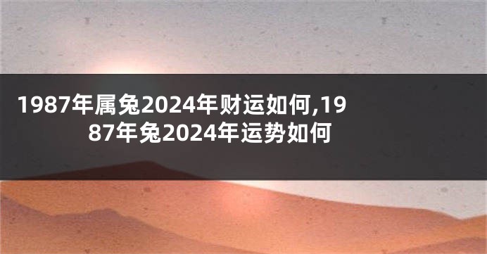 1987年属兔2024年财运如何,1987年兔2024年运势如何