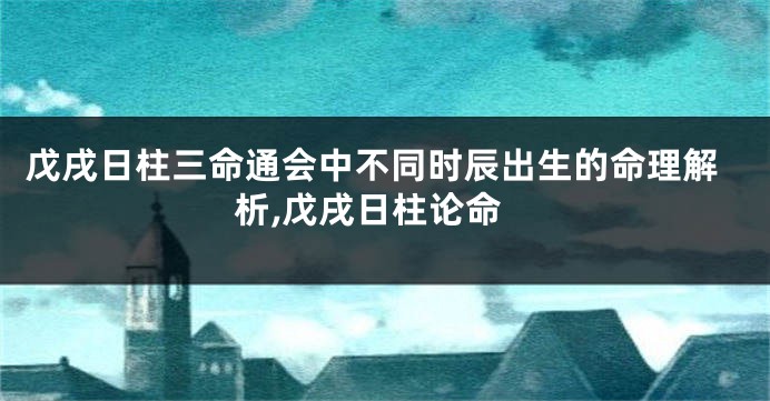 戊戌日柱三命通会中不同时辰出生的命理解析,戊戌日柱论命