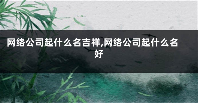 网络公司起什么名吉祥,网络公司起什么名好