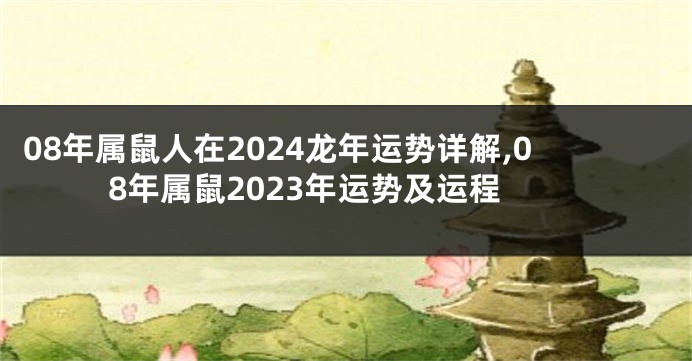 08年属鼠人在2024龙年运势详解,08年属鼠2023年运势及运程