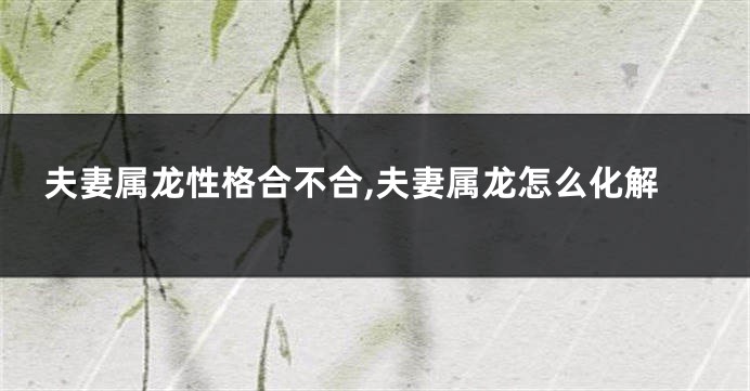 夫妻属龙性格合不合,夫妻属龙怎么化解