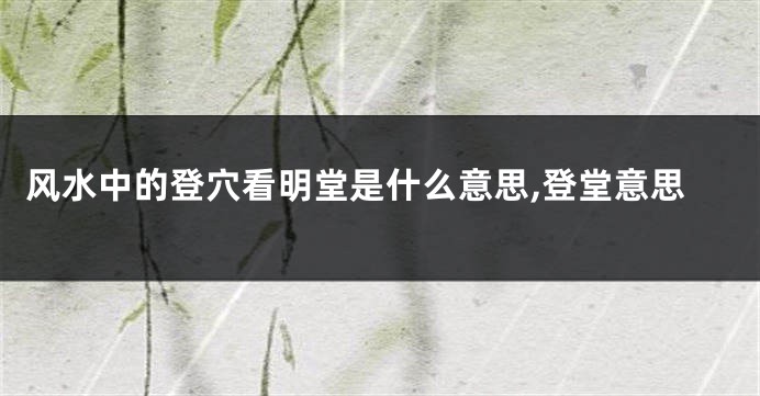 风水中的登穴看明堂是什么意思,登堂意思