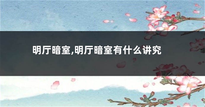 明厅暗室,明厅暗室有什么讲究