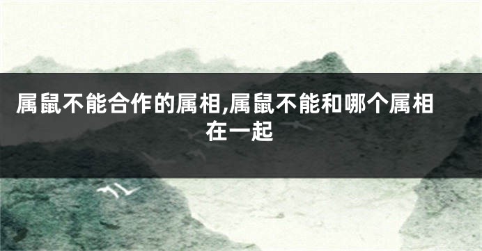 属鼠不能合作的属相,属鼠不能和哪个属相在一起