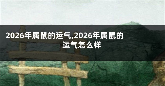 2026年属鼠的运气,2026年属鼠的运气怎么样