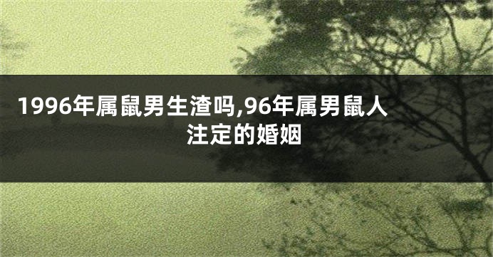 1996年属鼠男生渣吗,96年属男鼠人注定的婚姻