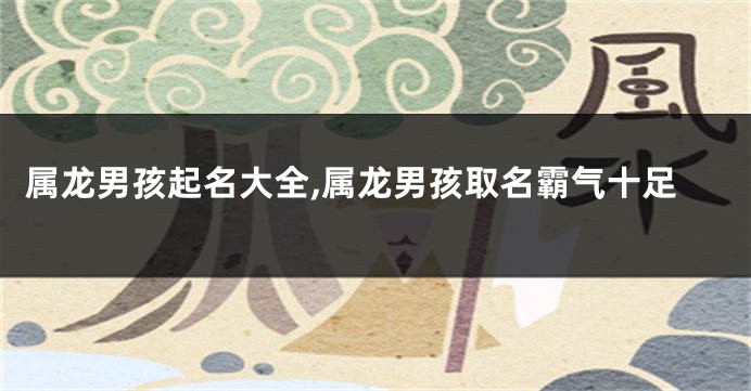 属龙男孩起名大全,属龙男孩取名霸气十足