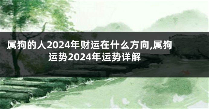 属狗的人2024年财运在什么方向,属狗运势2024年运势详解