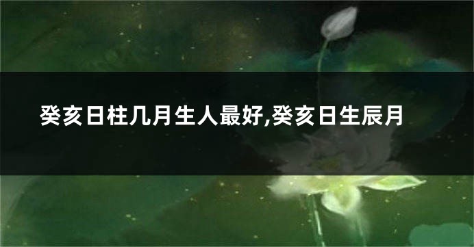 癸亥日柱几月生人最好,癸亥日生辰月