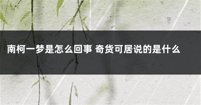 南柯一梦是怎么回事 奇货可居说的是什么