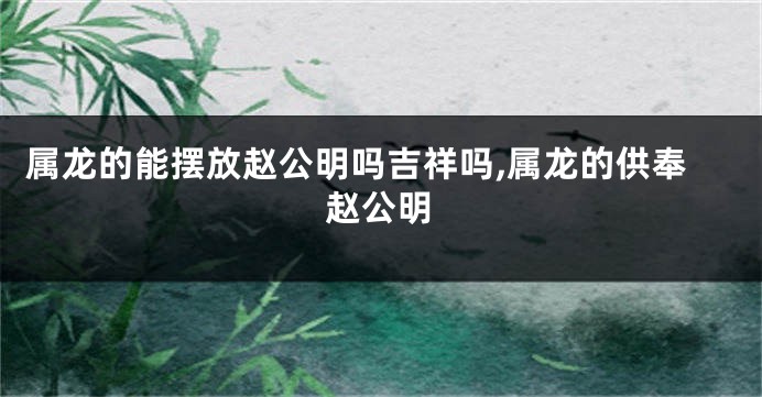 属龙的能摆放赵公明吗吉祥吗,属龙的供奉赵公明