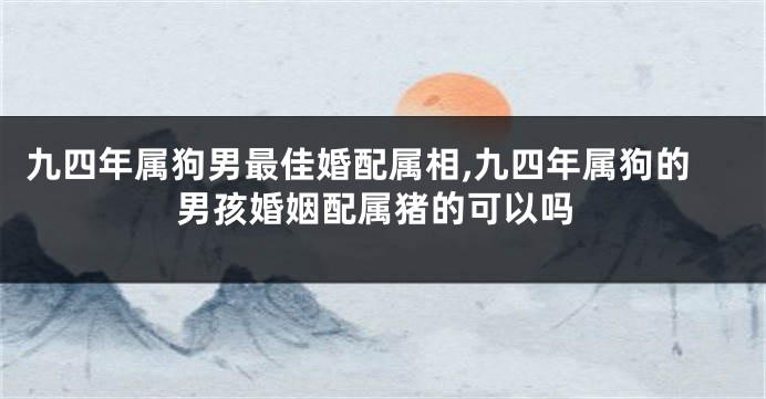 九四年属狗男最佳婚配属相,九四年属狗的男孩婚姻配属猪的可以吗