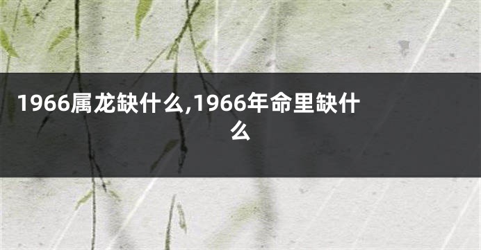 1966属龙缺什么,1966年命里缺什么