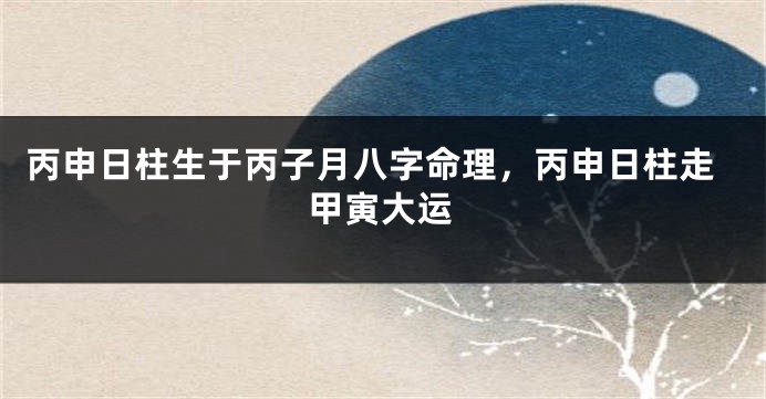 丙申日柱生于丙子月八字命理，丙申日柱走甲寅大运