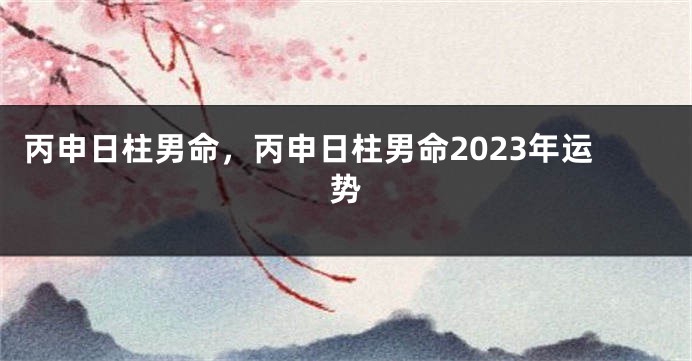 丙申日柱男命，丙申日柱男命2023年运势