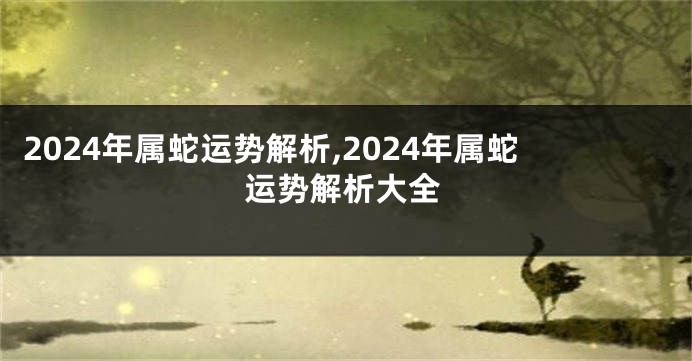 2024年属蛇运势解析,2024年属蛇运势解析大全