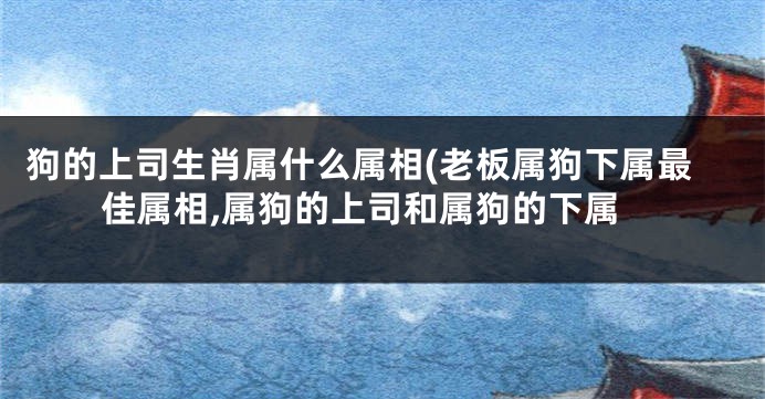 狗的上司生肖属什么属相(老板属狗下属最佳属相,属狗的上司和属狗的下属