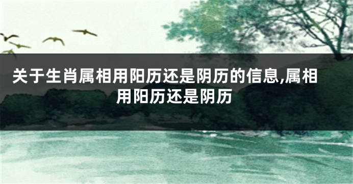 关于生肖属相用阳历还是阴历的信息,属相用阳历还是阴历